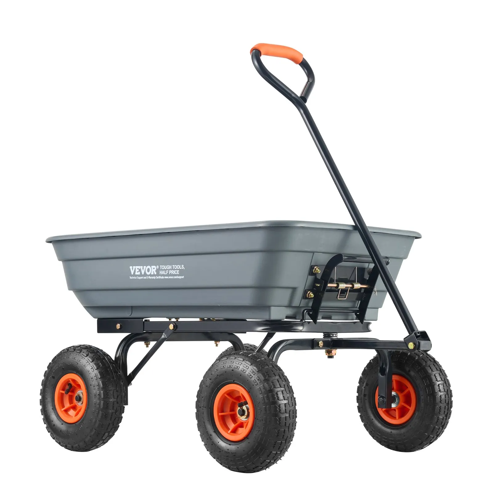 VEVOR plastikinis išverčiamas sodo vežimėlis 272 kg, 10″ ratai