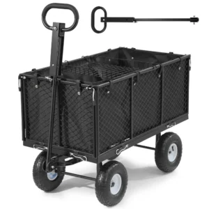 VEVOR metalinis sodo vežimėlis 544 kg, 10″ ratai, juodas