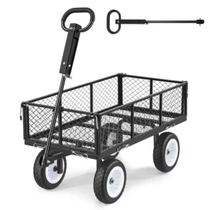VEVOR metalinis sodo vežimėlis 408 kg, 10″ ratai, juodas