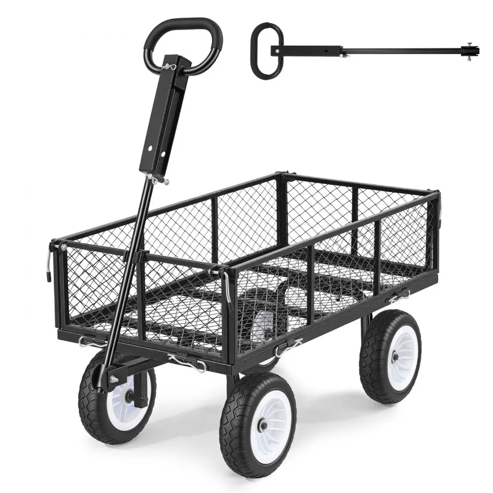 VEVOR metalinis sodo vežimėlis 408 kg, 10″ ratai, juodas